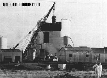 The SL-1 reactor being removed from the reactor building after the 1961 accident.