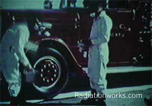Decontamination of a fire truck at the SL-1 reactor accident.